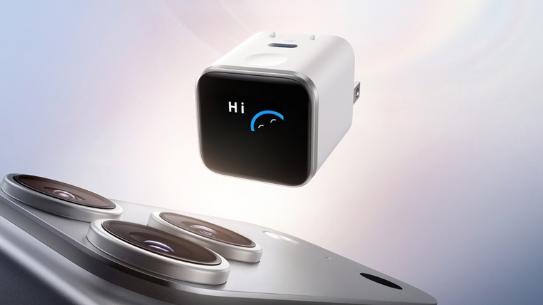 Anker's Nano Charger, not to be outdone, also has a face saying "Hi" on its display.