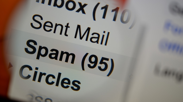 spam folder in email showing 95 emails in inbox