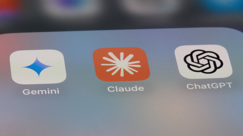 Gemini, Claude and ChatGPT apps on a screen.