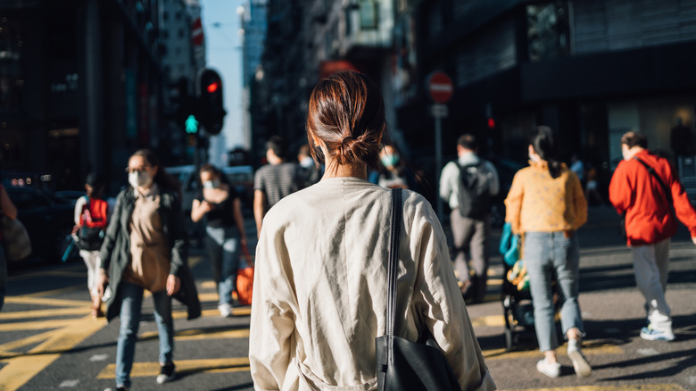 walking down the street