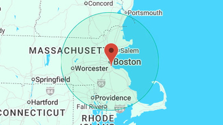 A map graphic of the estimated broadcast radius for the Local TV+ service