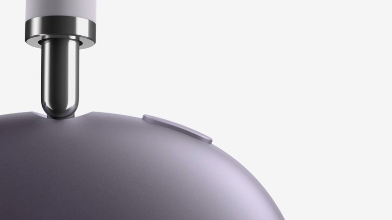 Up-close shot of AirPods Max 2 in purple