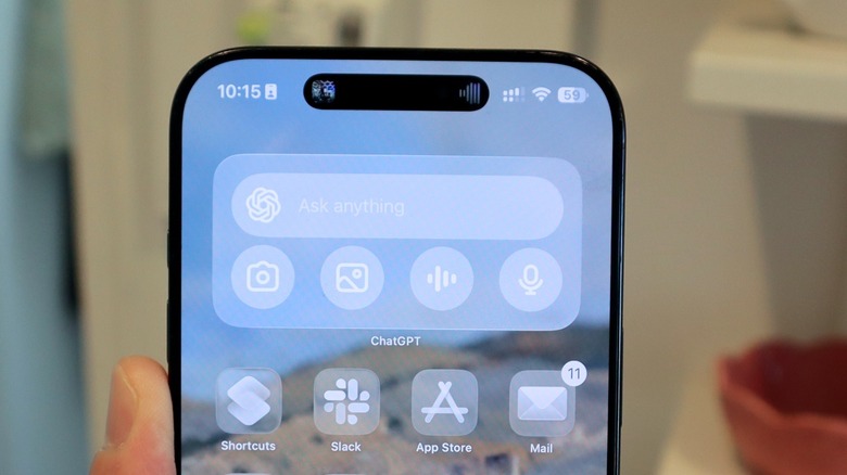 ChatGPT widget on iPhone 16 Pro Max running iOS 26
