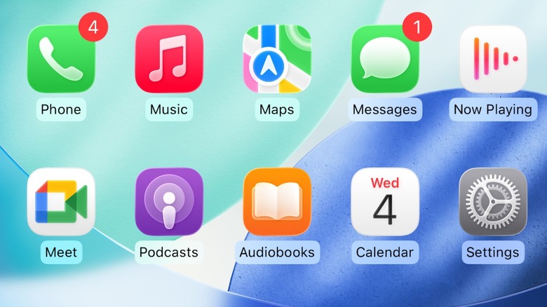 Apple CarPlay home screen with the new Google Meet app