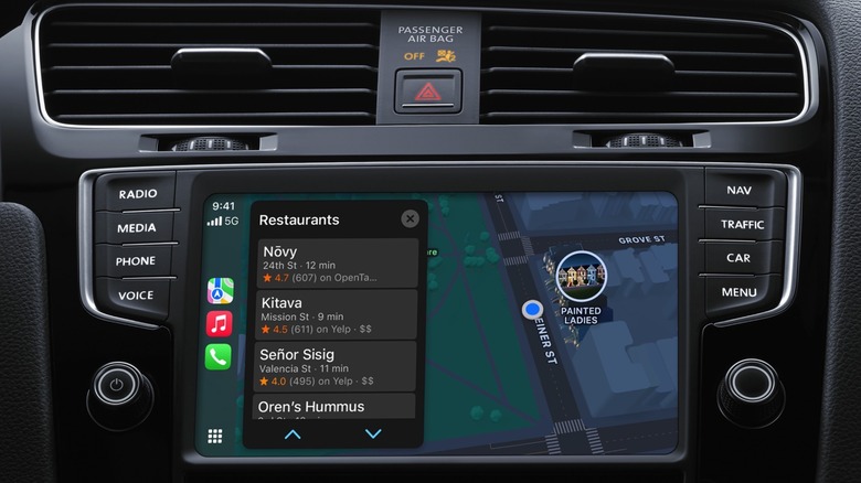 Navigating with Apple CarPlay.