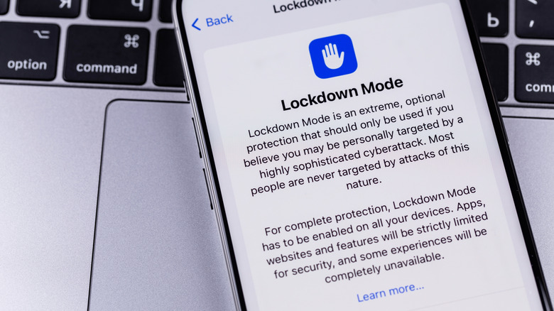 A Lockdown Mode information screen on an iPhone.