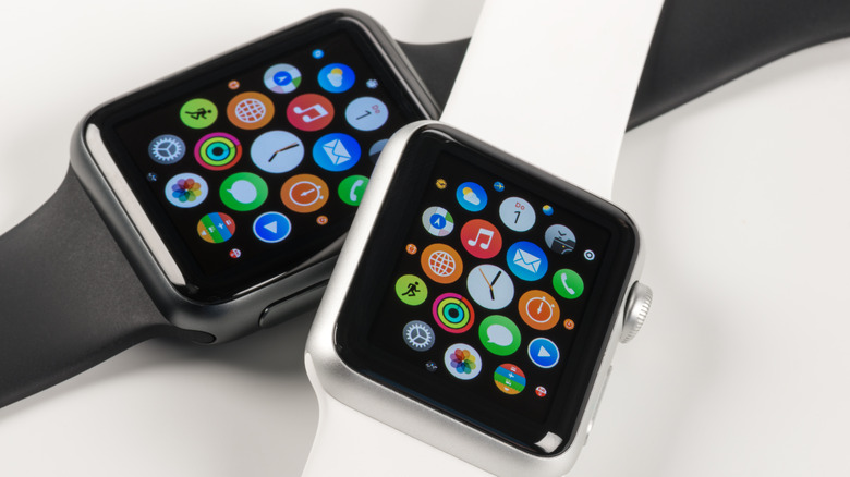 Two Apple Watch Series 6 smartwatches on a white background
