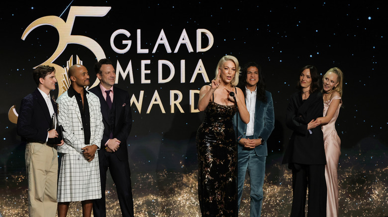 Cast of Ted Lasso accepting an award