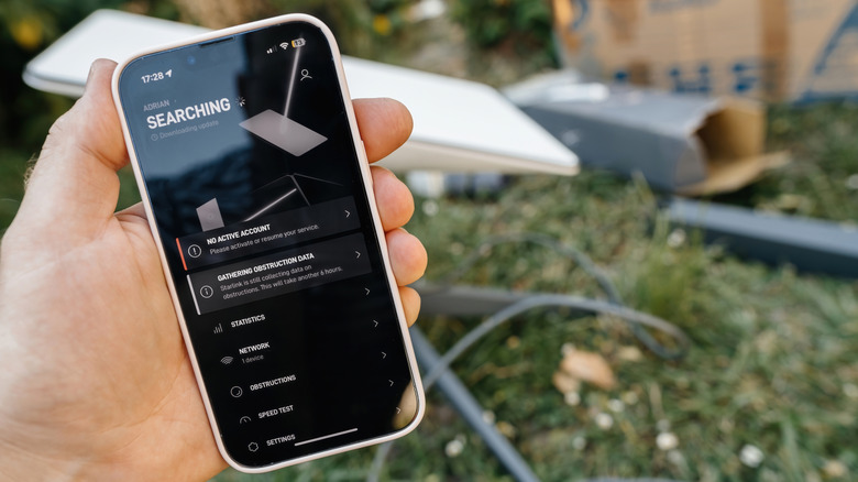 using iPhone to search for satellite connectivity