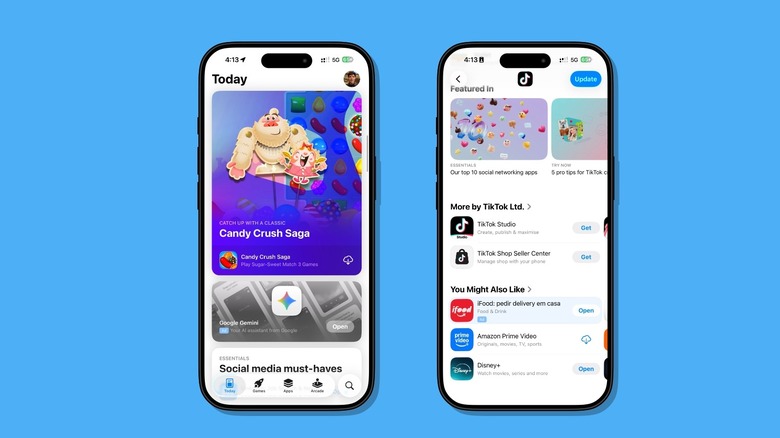 iPhone mockups with the App Store displaying ads