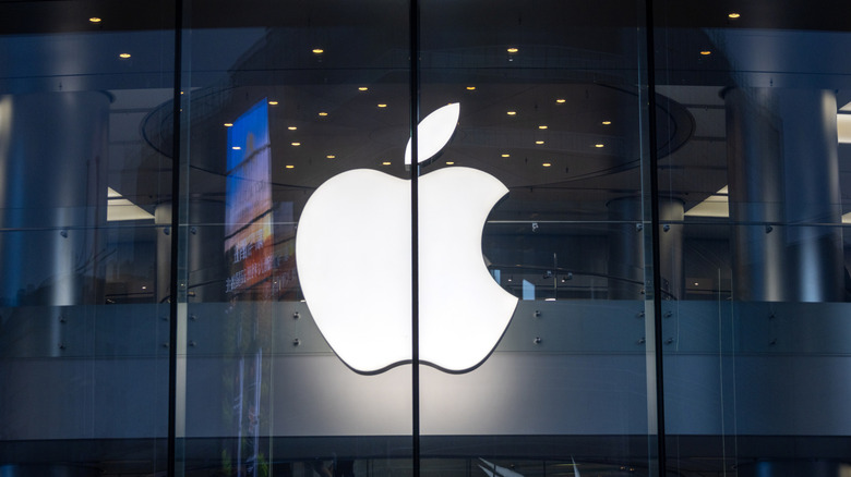 Shining Apple logo outside a store