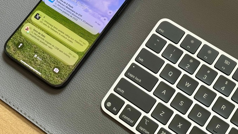 iPhone and Magic Keyboard side by side