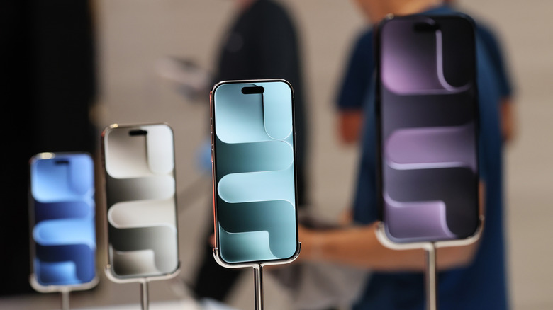 iPhone Air models on display in an Apple retail store