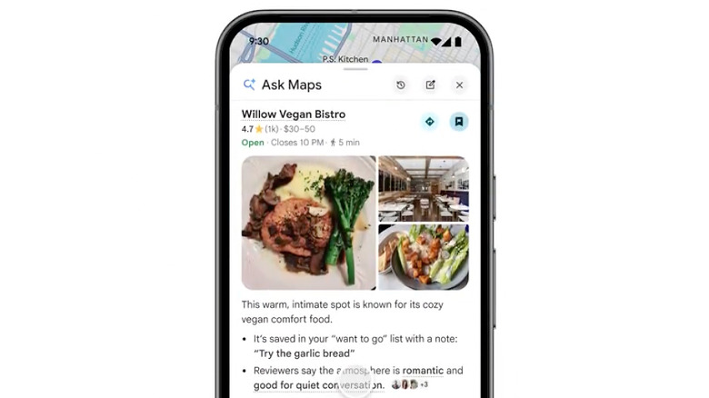 Screenshot of Google Maps' new Ask Maps feature