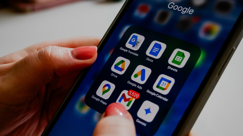 A folder with Google apps on an iPhone