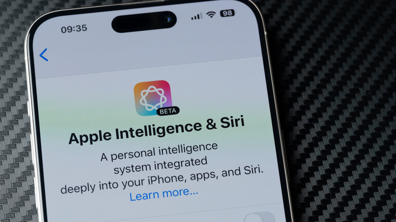 Apple intelligence and siri option in iPhone settings