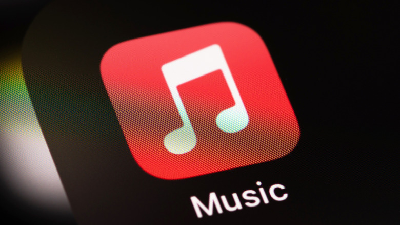 The Apple Music app logo on a smartphone screen