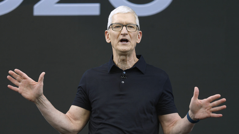 Apple CEO Tim Cook delivers his last keynote address during the Apple WWDC at Apple Park
