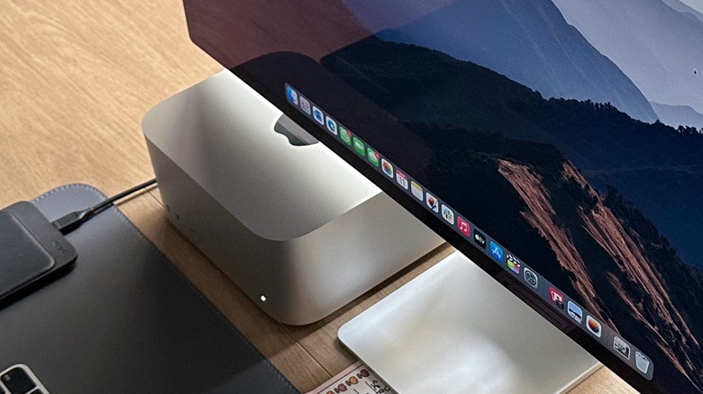 Mac Studio on a table with a Studio Display