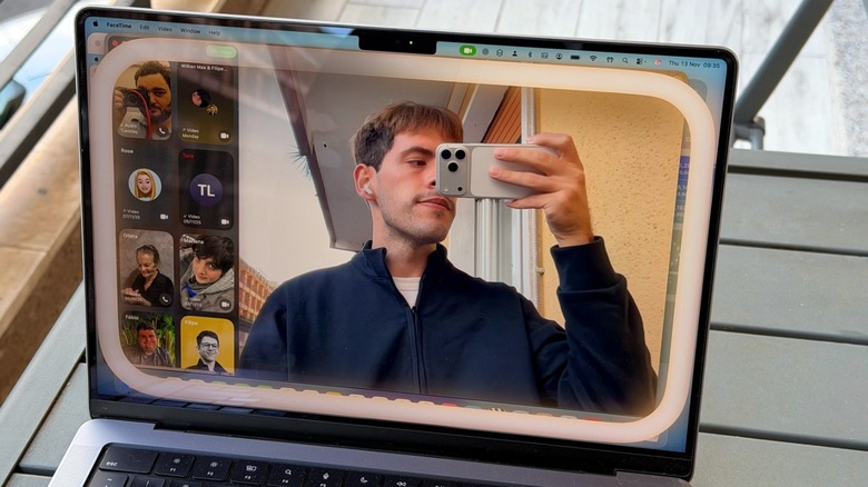 A MacBook Pro with the FaceTime app opened