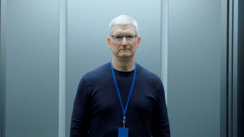 Apple's CEO Tim Cook in an elevator