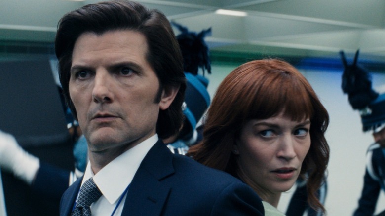 Adam Scott and Britt Lower in "Severance,"