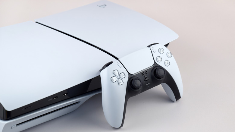 The PlayStation 5 and its included DualSense controller.
