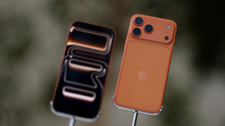 Orange iPhone 17 Pro on display