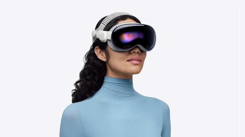 A woman wearing the new M5 Apple Vision Pro