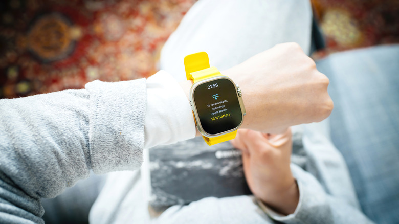 An Apple Watch on a wrist on the battery life screen