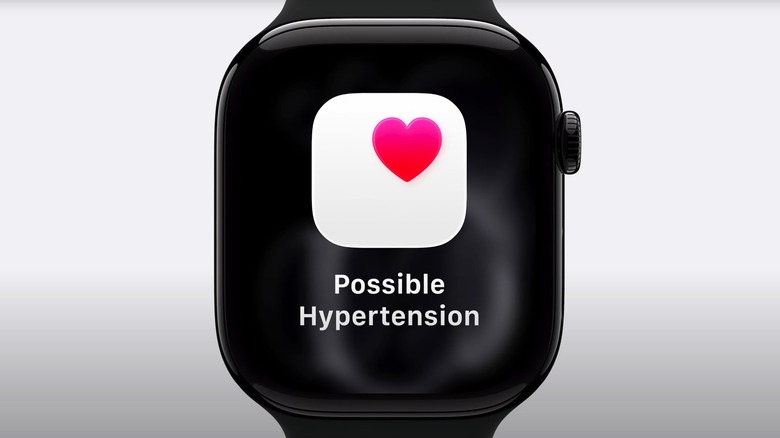 Hypertension notification on the Apple Watch.