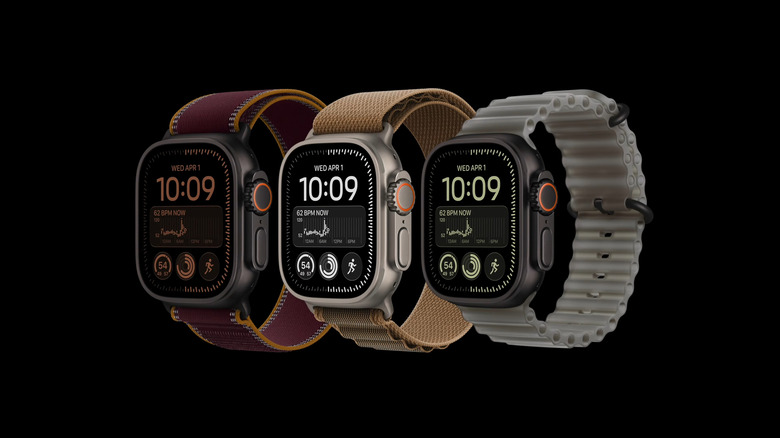 Apple Watch Ultra 4 in new bands against black background
