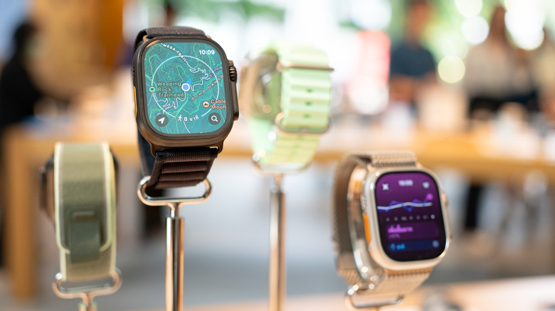 Apple Watch lineup on display at Apple retail store