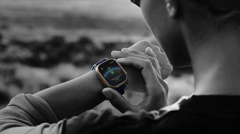Person using satellite connection on apple watch ultra 3