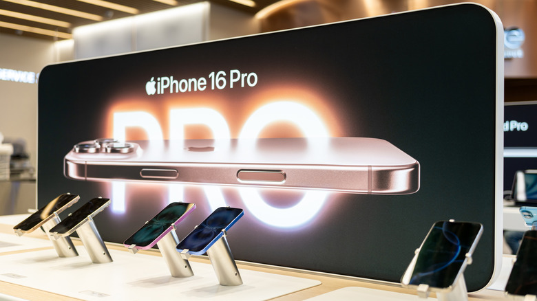 Apple iPhone 16 series phone at a store