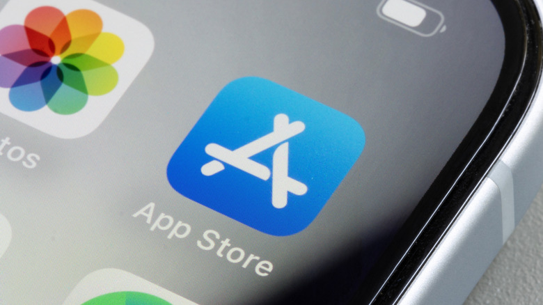 Apple App Store icon on iPhone screen