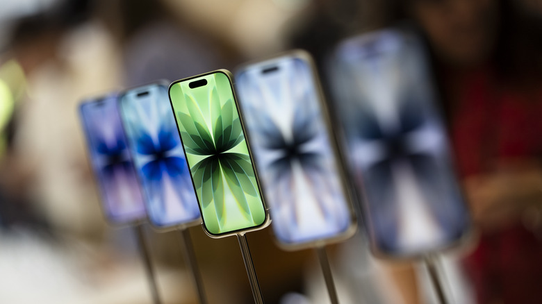 iPhone display at an apple store