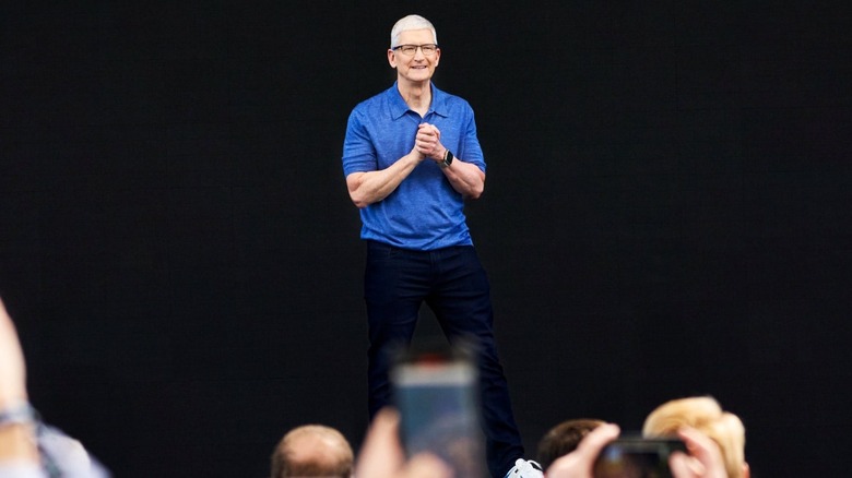 Apple's CEO Tim Cook at the stage of the WWDC 2024
