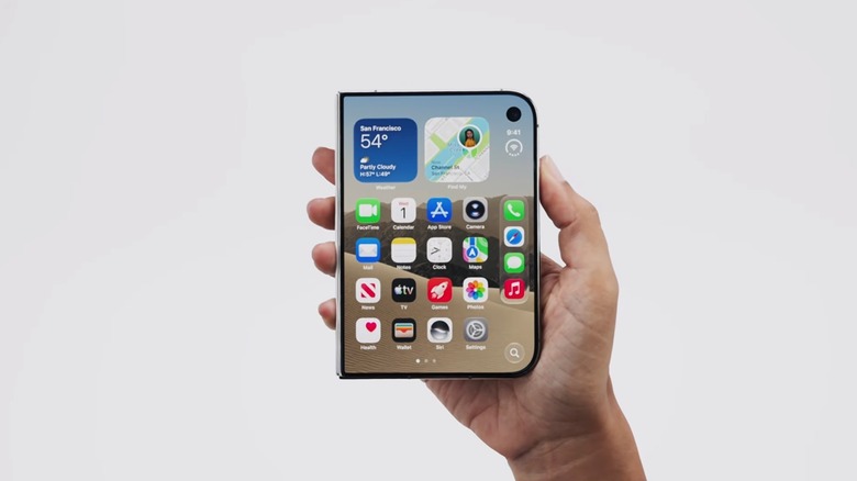 iPhone Duo folded, in hand.