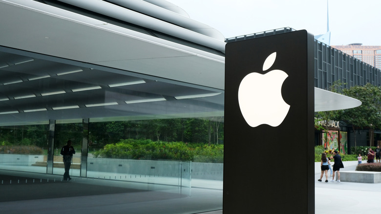 An Apple logo outside a retail store