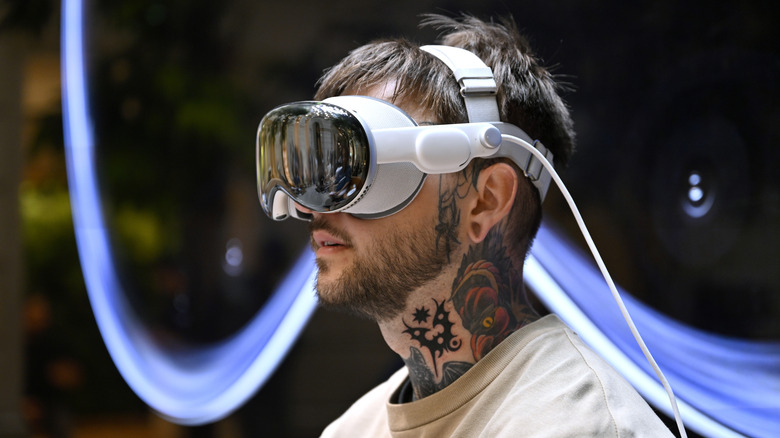 A man wearing an Apple Vision Pro
