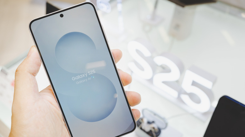 A person holding the Samsung Galaxy S25 phone