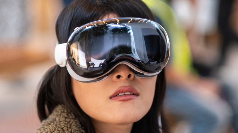 A person wearing the Apple Vision Pro