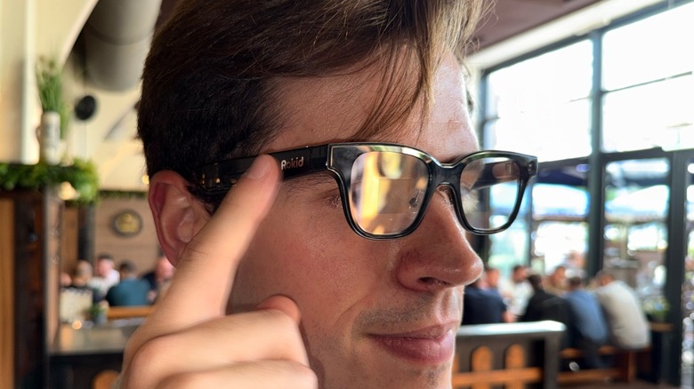 A person wearing Rokid's new smart glasses