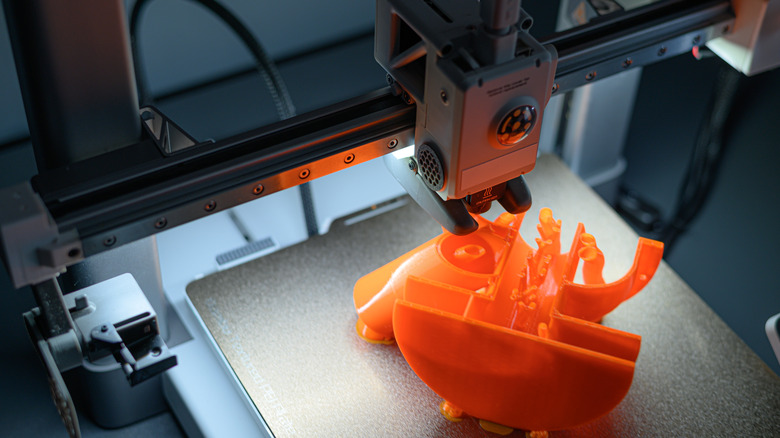 A 3D printer printing an item.