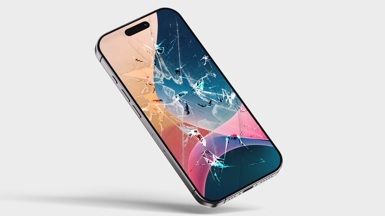 an iPhone with a broken screen