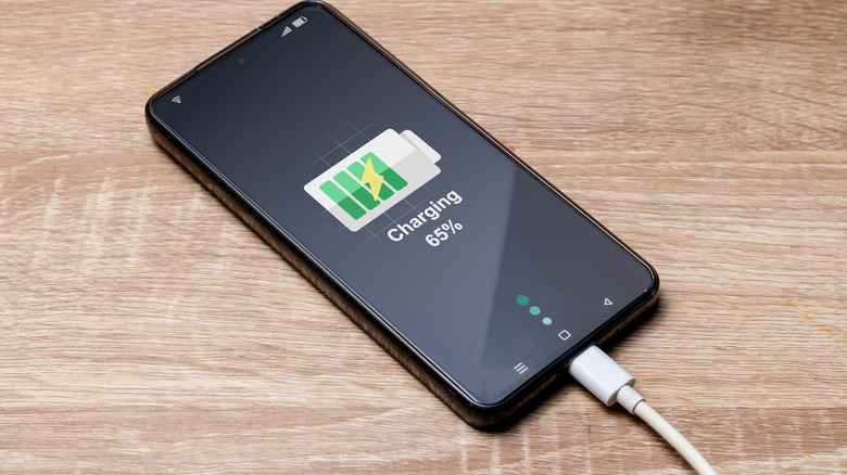 a smart phone being charged