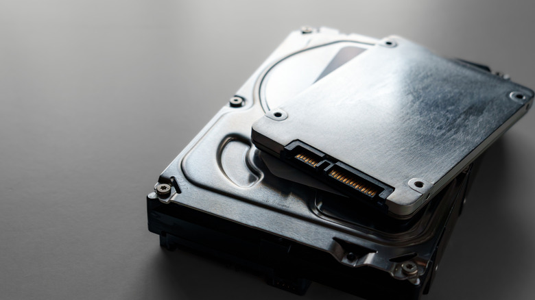 An SSD placed on top of a HDD