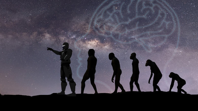 Illustration of stages of human evolution