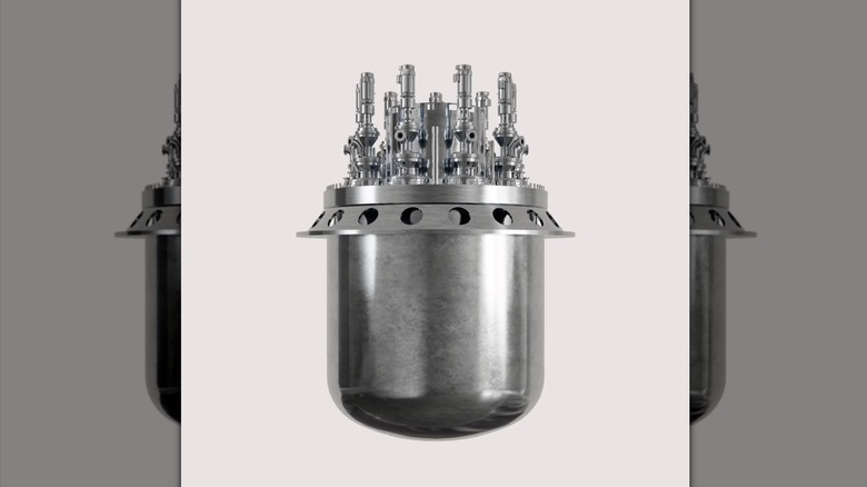 Blykalla SEALER small modular nuclear reactor in front of a gray background